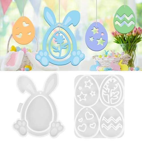 Ostern Silikonformen Gießformen Anhänger 5 Stück Ostern Silikonform Ostereier Epoxidharz Formen Hasenei DIY Silikon Gießform Silikonformen Gießformen Oster für Anhänger Kunstharz Harz Gießen von MplehDa