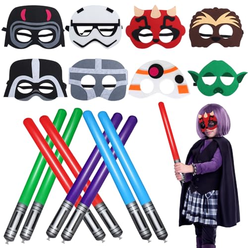 Mprocen Star Wars Partygeschenke, 16 Stück Star Wars Filz-Masken Star War Lichtschwert Ballons Galaxie Thema Party Zubehör für Kinder Geburtstag Party Cosplay Dress Up von Mprocen