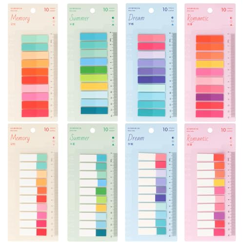 1600 Stück Klebezettel Haftstreifen - 8 Stile Haftnotizen Pastell Book Tabs Sticky Notes Hafemarker Postit Transparente Post its Klein Heftstreifen Page Marker von Mr Cozy