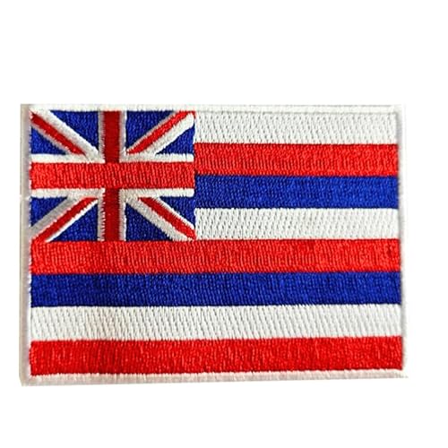 Bestickter Aufnäher mit Hawaii-Flagge, 8,9 x 6,3 cm, 100 % Abdeckung, Rückseite zum Aufbügeln, langlebige Viskose-Fäden von Mr Patches