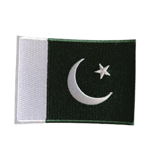 Mr Patches Pakistan Flag Iron On Embroidered Patch Set (2-Pack) - Iron on Patches for Jackets, Backpacks, Hats, and Uniforms von Mr Patches