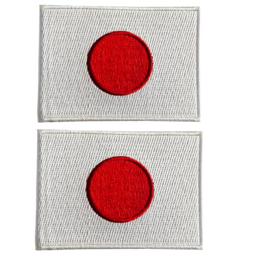 Mr. Patches Aufnäher mit japanischer Flagge, bestickt, 8,9 x 6,3 cm, für Jacken, Hüte, Rucksäcke und Uniformen, 2 Stück von Mr Patches