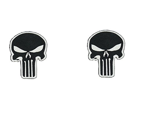 Punisher Skull Patch Glow in The Dark Halloween Costume Jacket Shirt Hat Cap Embroidery Set of 2 Patch Easy Iron/Sew On von Mr Patches