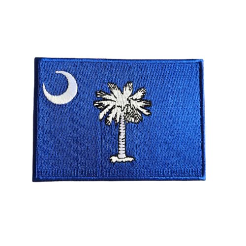 South Carolina Flagge bestickter Aufnäher – Palmettobaum und Halbmond Design | 8,9 x 6,3 cm zum Aufbügeln / Aufnähen für Jacken, Hüte, Rucksäcke und Uniformen von Mr Patches