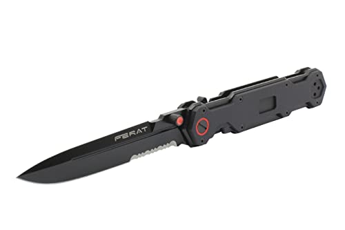 Mr. Blade Modernes Taschenmesser — Ferat Schwarz Serrator — Exklusives Tech-Messer aus D2 Stahl von Mr. Blade