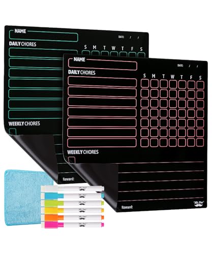 Mr. Pen Magnetischer Trockenradierer für mehrere Kinder, 2 Stück, Kinderarbeitsplatte mit 6 Radiergummi-Markern, Aufgabenbrett, magnetische Aufgabendiagramm für Kühlschrank, trocken abwischbare von Mr. Pen