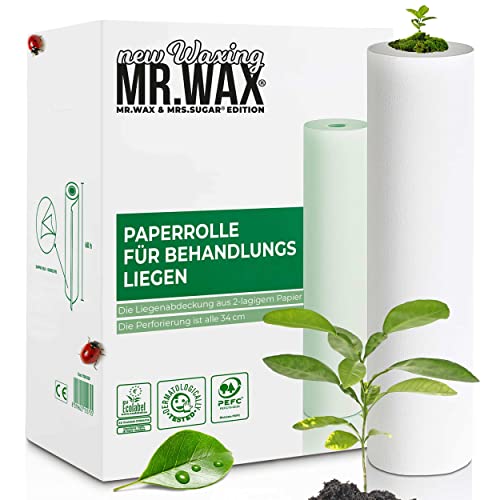 Mr. Wax Green Label Liegenabdeckung, Unterlage Kosmetikliegen, Papierrolle, 59 cm x 50 mtr, weiß, 6 Rollen von Mr. Wax