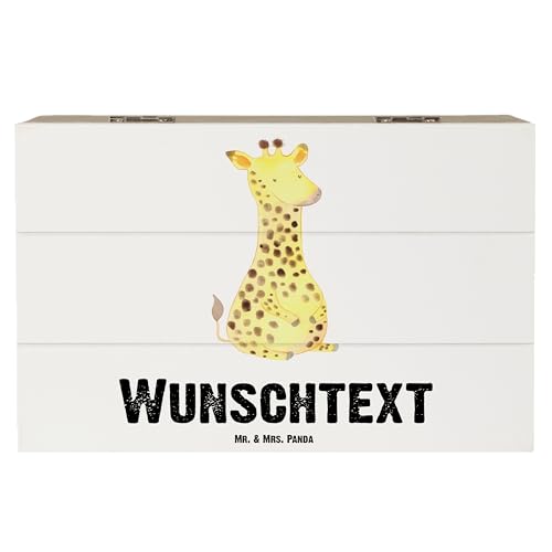 Mr. & Mrs. Panda 19 x 12 cm Personalisierte Holzkiste Giraffe Zufrieden - Personalisierte Geschenke, Dekokiste mit Namen, Glück, Dekokiste von Mr. & Mrs. Panda