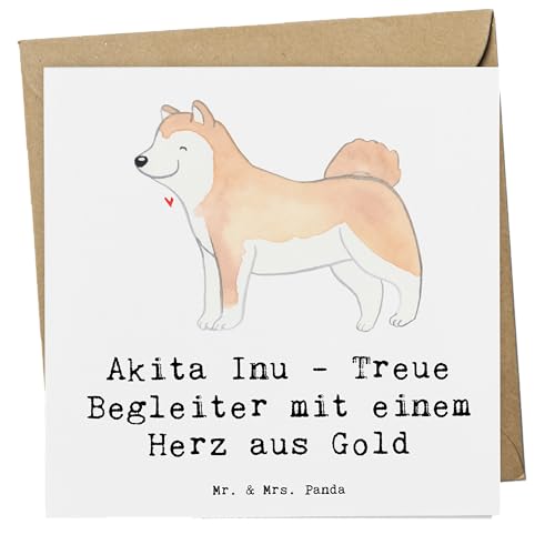 Mr. & Mrs. Panda Deluxe Karte Akita Inu Herz - Geschenk, treuer Begleiter, Einladungskarte, Grußkarte, Hochwertige Klappkarte, Hund, Hunderasse, von Mr. & Mrs. Panda