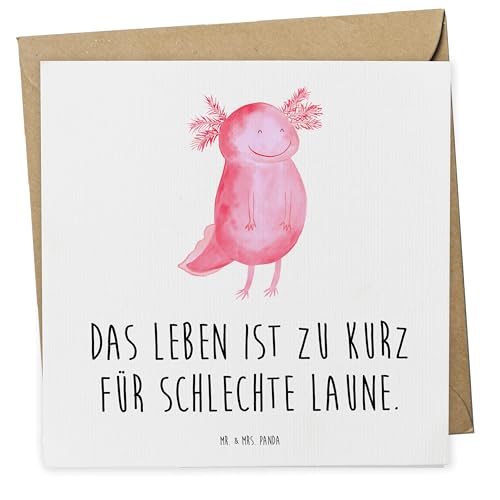 Mr. & Mrs. Panda Deluxe Karte Axolotl Glücklich - Geschenk, Grußkarte, Molch, Schwanzlurch, Lurch, Klappkarte, Lurche, Motivation, Hochwertige von Mr. & Mrs. Panda