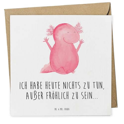 Mr. & Mrs. Panda Deluxe Karte Axolotl Hurra - Geschenk, Einladungskarte, Spaß, Molch, Lurch, fröhlich, Klappkarte, Hochzeitskarte, Hochwertige von Mr. & Mrs. Panda