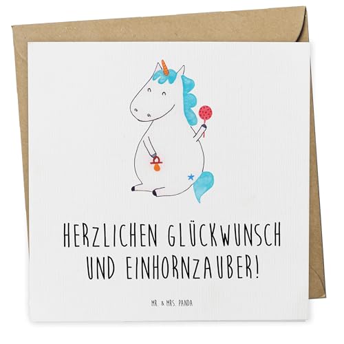 Mr. & Mrs. Panda Deluxe Karte Einhorn Baby - Geschenk, Einhörner, Hochwertige Klappkarte, Babyglück, Grußkarte, Klappkarte, Party, Hochzeitskarte, von Mr. & Mrs. Panda