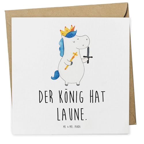 Mr. & Mrs. Panda Deluxe Karte Einhorn König mit Schwert - Geschenk, Klappkarte, Unicorn, Einhörner, Einladungskarte, Hochzeitskarte, Einhorn Deko, von Mr. & Mrs. Panda