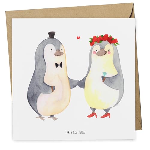 Mr. & Mrs. Panda Deluxe Karte Hochzeit Pinguin - Geschenk, Hochzeitsgeschenk, Glückwunschkarte, Klappkarte, Einladungskarte, Grußkarte, von Mr. & Mrs. Panda