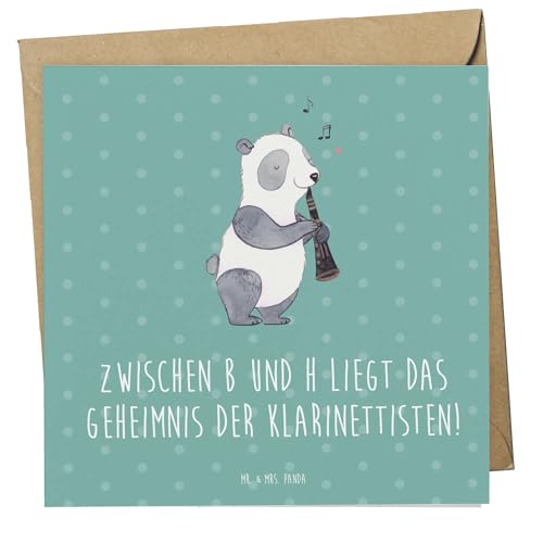 Mr. & Mrs. Panda Deluxe Karte Klarinette Geheimnis - Geschenk, Klarinettists, Klappkarte, kreative Musik, musikalisches Gespür, Hochzeitskarte, von Mr. & Mrs. Panda