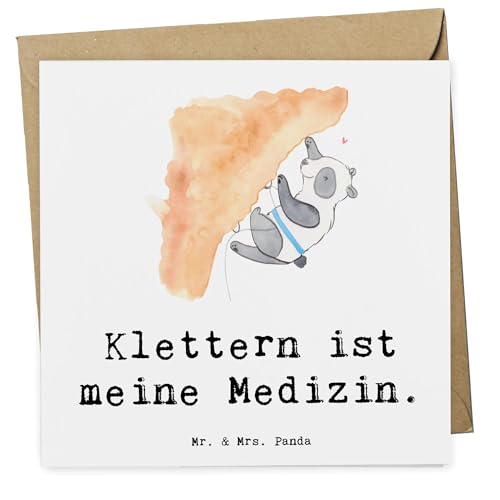 Mr. & Mrs. Panda Deluxe Karte Panda Klettern - Geschenk, Klettersport, Danke, Grußkarte, Hochzeitskarte, Klappkarte, Hochwertige Grußkarte, Bouldern, von Mr. & Mrs. Panda