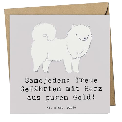 Mr. & Mrs. Panda Deluxe Karte Samojede Herz - Geschenk, verspielte Natur, Glückwunschkarte, Hund, Klappkarte, Kuschelmomente, Herz aus Gold, von Mr. & Mrs. Panda