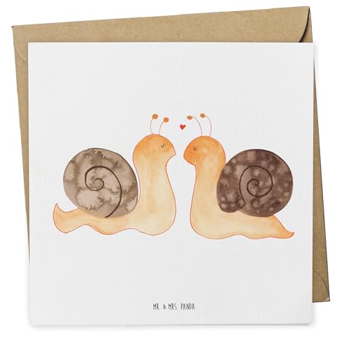 Mr. & Mrs. Panda Deluxe Karte Schnecken Liebe - Geschenk, Freundin, Hochzeitskarte, Freund, Paar, Hochwertige Grußkarte, Klappkarte, zufrieden, von Mr. & Mrs. Panda