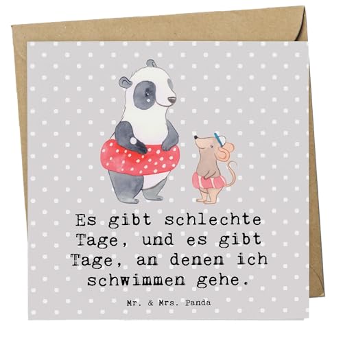 Mr. & Mrs. Panda Deluxe Karte Schwimmen - Geschenk, Danke, Wassersport, Hobby, Schwimmkurs, Hochzeitskarte, Hochwertige Klappkarte, Hochwertige von Mr. & Mrs. Panda