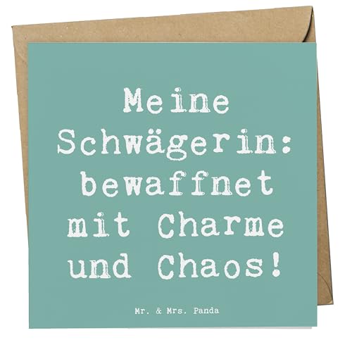 Mr. & Mrs. Panda Deluxe Karte Spruch Schwägerin Charmant Chaos - Geschenk, Familie, Klappkarte, e, besonderes Geschenk, humorvoll, von Mr. & Mrs. Panda