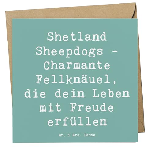 Mr. & Mrs. Panda Deluxe Karte Spruch Shetland Sheepdog Glücksbringer - Geschenk, lebhafte Persönlichkeit, Besitzer, Klappkarte, Hochwertige von Mr. & Mrs. Panda