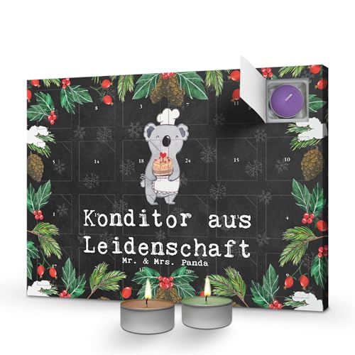 Mr. & Mrs. Panda Duftkerzen Adventskalender Konditor Leidenschaft - Geschenk, Abschied, Patissier, Kollege, Bäcker, Confiseur, Kuchenbäcker, von Mr. & Mrs. Panda