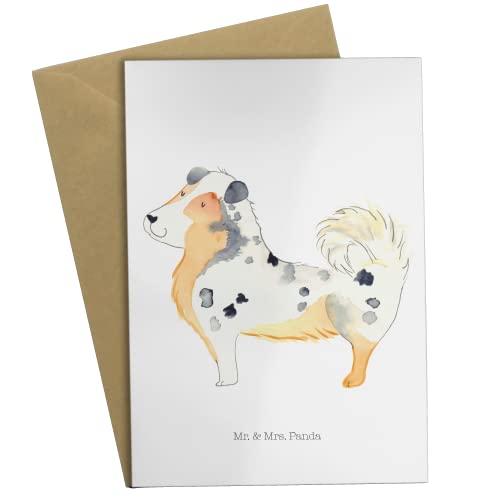 Mr. & Mrs. Panda Grußkarte Hund Australien Shepherd - Geschenk, Hochzeitskarte, Sprüche, Klappkarte, Hundebesitzer, Spruch, Hunderasse, flauschig, von Mr. & Mrs. Panda