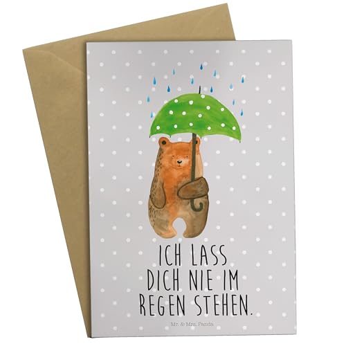 Mr. & Mrs. Panda Grußkarte Bär Regenschirm - Geschenk, Teddybär, Liebe, Spruch, Pärchen, Geburtstagskarte, Klappkarte, Liebeskummer, von Mr. & Mrs. Panda