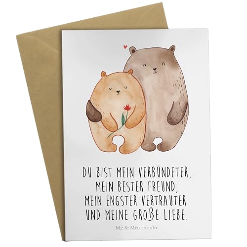 Mr. & Mrs. Panda Grußkarte Bären Liebe - Geschenk, Ansichtskarten, Umarmen, Verlobt, Klappkarte, Geschenk Hochzeit, Einladungskarte, von Mr. & Mrs. Panda