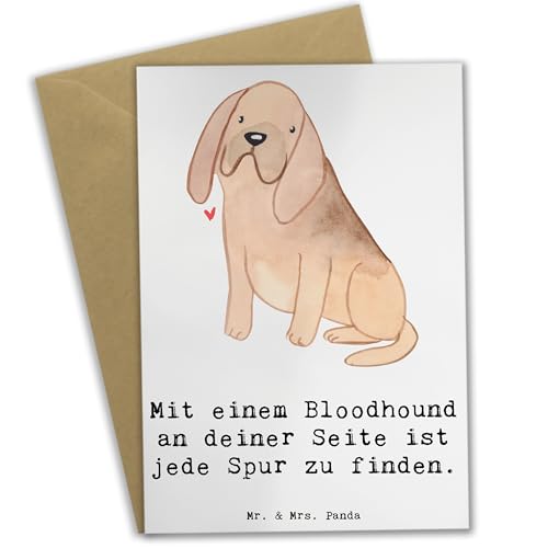 Mr. & Mrs. Panda Grußkarte Bloodhound Spur - Geschenk, Ausdauer, Glückwunschkarte, treuer Begleiter, Klappkarte, Hund, Loyalität, Hochzeitskarte, von Mr. & Mrs. Panda