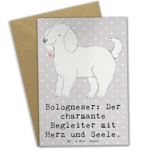 Mr. & Mrs. Panda Grußkarte Bologneser Begleiter - Geschenk, Herz und Seele, Hunderasse, loyale Rasse, Klappkarte, Hund, Lebensfreude, von Mr. & Mrs. Panda