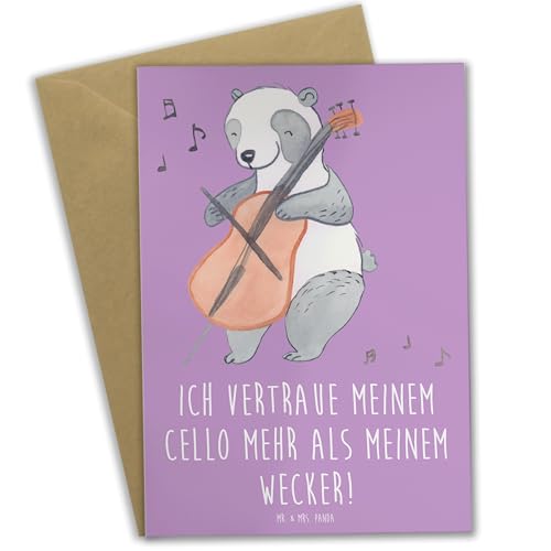 Mr. & Mrs. Panda Grußkarte Cello Vertrauen - Geschenk, Musik Humor, Moderne Musik, Glückwunschkarte, Musikzimmer, Klappkarte, Leidenschaft, von Mr. & Mrs. Panda