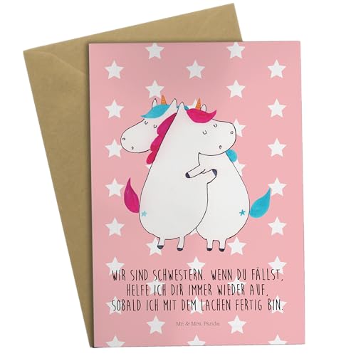 Mr. & Mrs. Panda Grußkarte Einhörner Umarmen - Geschenk, Pegasus, Klappkarte, Glückwunschkarte, Hochzeitskarte, Einhorn, Einhorn Deko, Freundinnen, von Mr. & Mrs. Panda