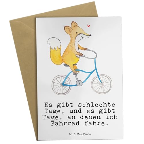 Mr. & Mrs. Panda Grußkarte Fahrrad fahren - Geschenk, Radeln, Mountainbiking, Hobby, Hochzeitskarte, Einladungskarte, Dankeschön, Klappkarte, von Mr. & Mrs. Panda