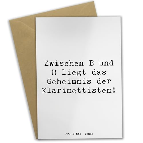 Mr. & Mrs. Panda Grußkarte Spruch Klarinette Geheimnis - Geschenk, Klappkarte, Einladungskarte, Sprichwort, Glückwunschkarte, Musikunterricht, von Mr. & Mrs. Panda