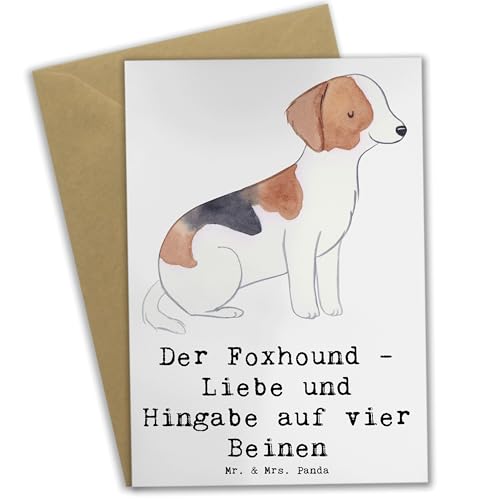 Mr. & Mrs. Panda Grußkarte Liebevoller Foxhound - Geschenk, Vier Pfoten, Hund, Klappkarte, Ansichtskarten, Hunderasse, Hundeliebe, Glückwunschkarte, von Mr. & Mrs. Panda