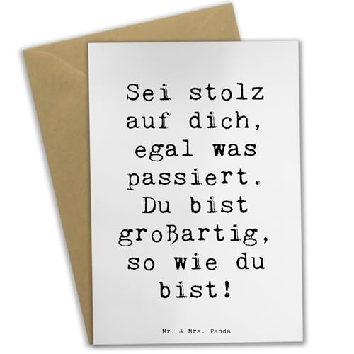 Mr. & Mrs. Panda Grußkarte Spruch Mit Enttäuschungen umgehen Stolz - Geschenk, so wie du bist, Mut, Lebensfreude, Klappkarte, Ansichtskarten, von Mr. & Mrs. Panda