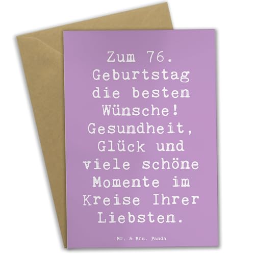 Mr. & Mrs. Panda Grußkarte Spruch 76. Geburtstag - Geschenk, Freunde, Geburtstagskarte, Hochzeitskarte, schöne Momente, Klappkarte, Alter, Alles gut von Mr. & Mrs. Panda