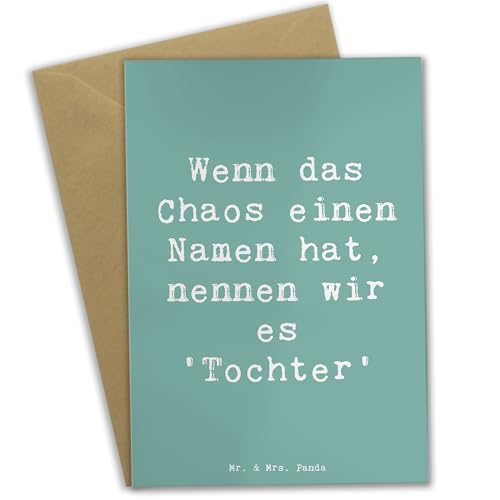 Mr. & Mrs. Panda Grußkarte Spruch Chaos Tochter - Geschenk, Ansichtskarten, Einfallsreichtum, Klappkarte, Eltern, Liebe, einzigartige Designs, von Mr. & Mrs. Panda