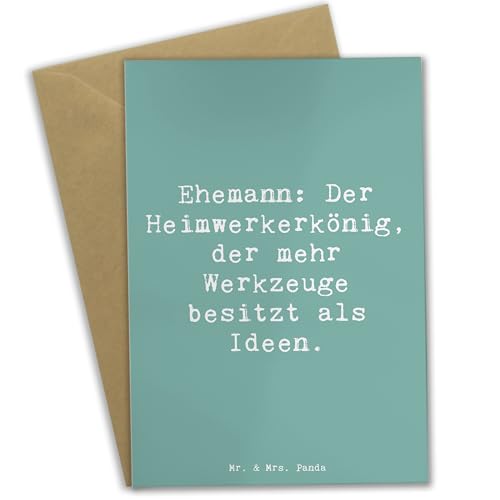 Mr. & Mrs. Panda Grußkarte Spruch Ehemann Heimwerker - Geschenk, Werkzeuge, Lebenspartner, persönliche Erinnerungen, Klappkarte, Glückwunschkarte, von Mr. & Mrs. Panda