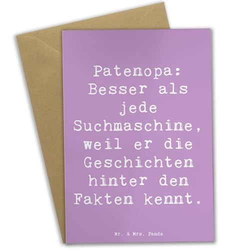 Mr. & Mrs. Panda Grußkarte Spruch Patenopa Geschichten - Geschenk, Erinnerungen, Glückwunschkarte, persönliches Wissen, Klappkarte, Großvater, von Mr. & Mrs. Panda