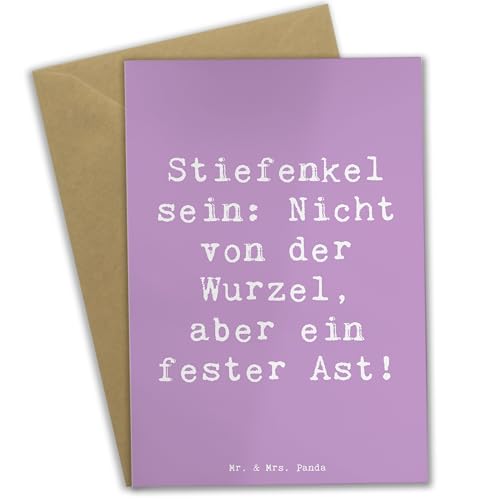 Mr. & Mrs. Panda Grußkarte Spruch Stiefenkel - Geschenk, erweiterte Familie, herzerwärmende Sprüche, Klappkarte, Einzigartig, Ansichtskarten, von Mr. & Mrs. Panda