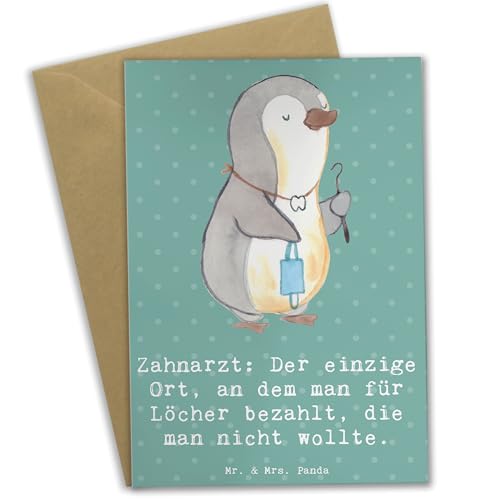 Mr. & Mrs. Panda Grußkarte Zahnarzt Lochgebühr - Geschenk, Zahnarztbesuche, Löcher, Hochzeitskarte, Kieferorthopäde, Glückwunschkarte, Berufe, von Mr. & Mrs. Panda