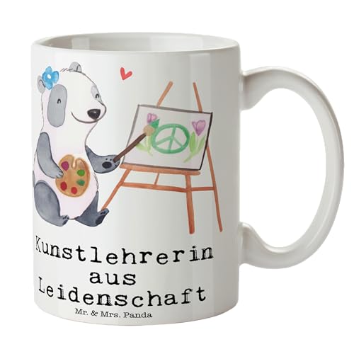 Mr. & Mrs. Panda Tasse Kunstlehrerin Leidenschaft - Geschenk, Acrylfarben, Kunstschule, Kunstunterricht, Teebecher, Arbeitskollege, Becher, Tasse von Mr. & Mrs. Panda