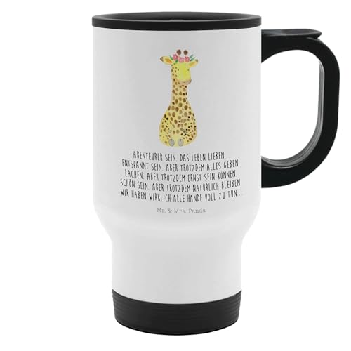 Mr. & Mrs. Panda Thermobecher Giraffe Blumenkranz - Geschenk, Afrika, Reisebecher, Warmhaltetasse, Selbstliebe, Isolierbecher, Kaffeebecher, von Mr. & Mrs. Panda