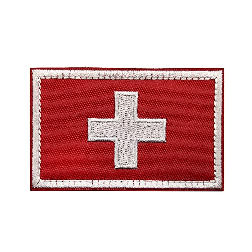 Armband mit europäischem Nationalemblem, bestickt, britische französische Flagge, Stickerei, DIY, personalisiertes Stoffarmband (Schweizer weißer Rand) von Mr.Fashion