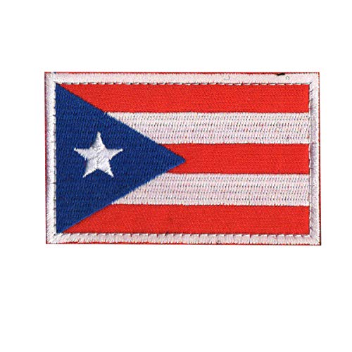 Mr.Fashion Aufnäher mit nordamerikanischer Flagge, bestickt, 8 x 5,1 cm, taktischer Karabiner-Schnalle, Abzeichen für Jacken, Westen und Rucksäcke (Puerto Rico, Rot) von Mr.Fashion