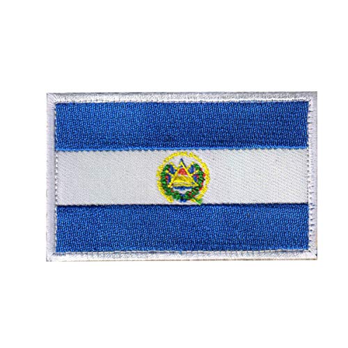 Mr.Fashion Aufnäher mit nordamerikanischer Flagge, bestickt, 8 x 5,1 cm, taktischer Karabinerverschluss, Abzeichen für Jacken, Westen und Rucksäcke (El Salvador) von Mr.Fashion