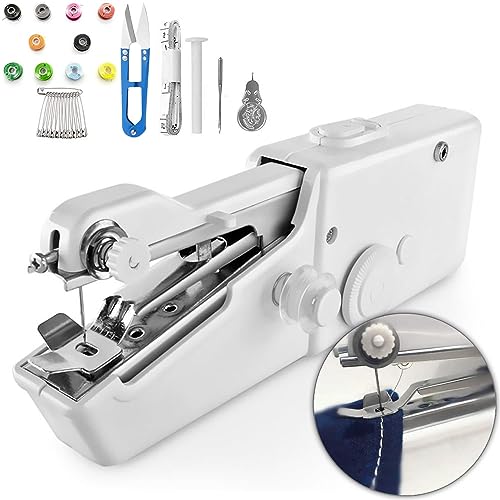 29 pcs Mini Nähmaschine, Handliche Nähmaschine mit Nähset, Elektrische Schnellstichwerkzeug für Stoff Kleidung, Leder,Denim, Leinwand, DIY von Mr.Twinklelight