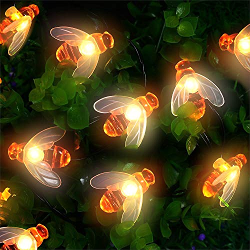 Mr.Twinklelight Solar Lichterkette Aussen, 62 LED Bienen lichterkette Wasserdichte Dekorative lichterkette für Garten, Party, Hochzeit, Haus,Fest Deko Beleuchtung (Warmes Weiß) von Mr.Twinklelight